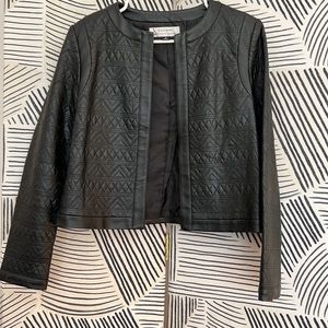 Tahari black leather jacket medium